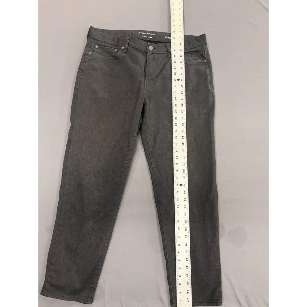 Banana Republic Travel Jean Athletic Fit 36x30 Gray Stretch Denim Pants Mens